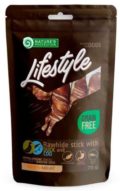 Natures Protection Lifestyle Dog Snack Sticks Rawhide Duck Cod Rolls, роли з качки і тріски