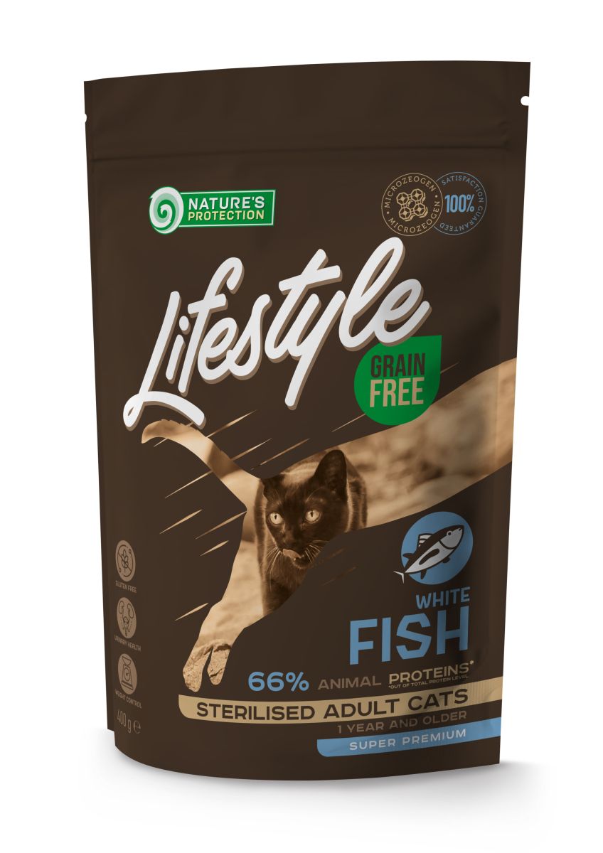 Natures Protection Lifestyle Grain Free Cat Adult White Fish, з білою рибою